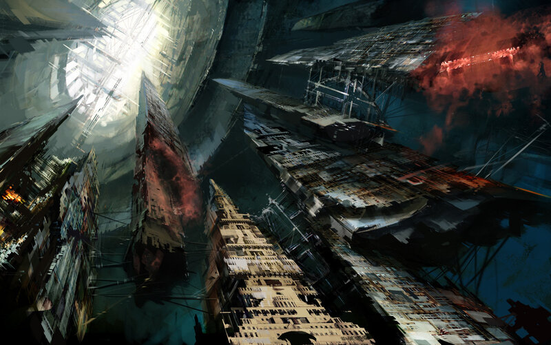Futuristic City Ruins — Gray, Dramatic