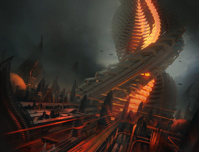 Futuristic City Ruins — Orange