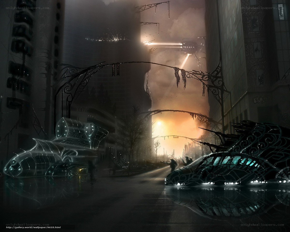 futuristic city ruins