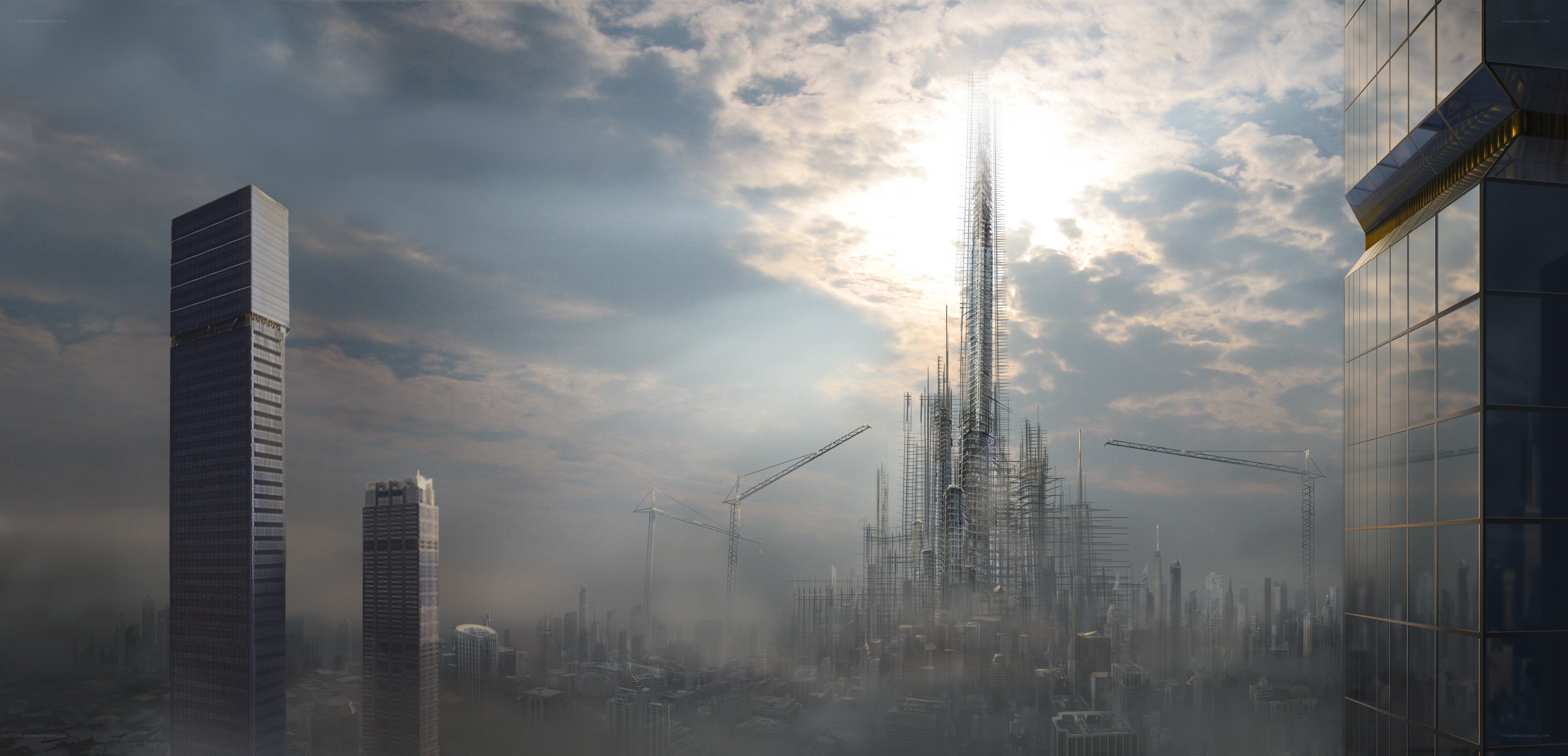 Futuristic city skyline