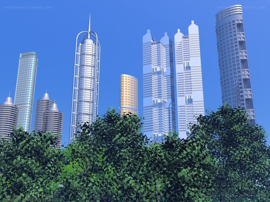 Futuristic city skyline