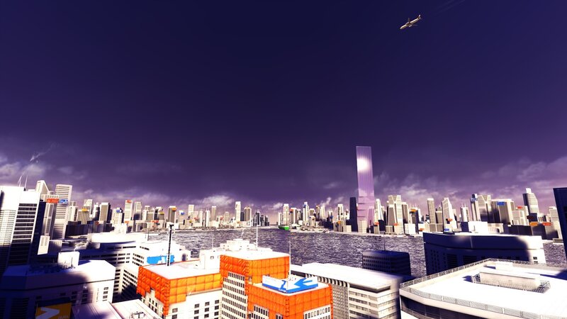 futuristic city skyline at dusk