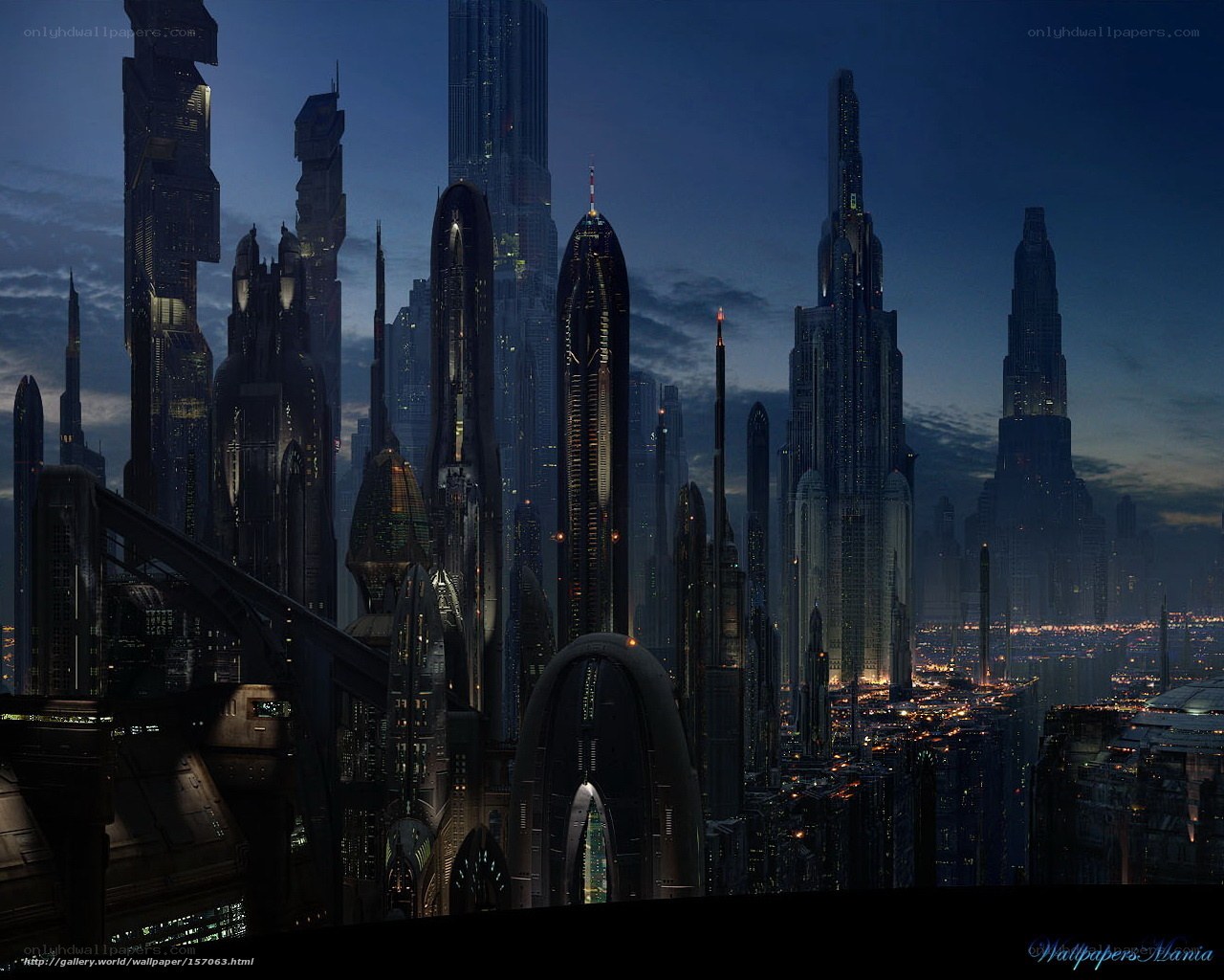 futuristic city skyline at night
