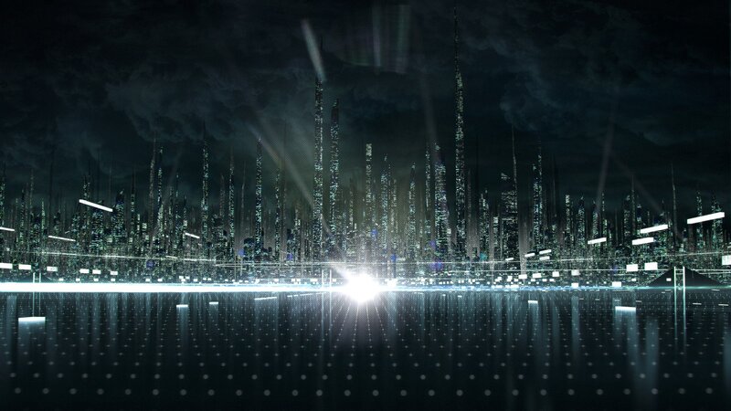 Futuristic City Skyline — Black, Dramatic, Night, Digital Art, Skyscrapers, Lights