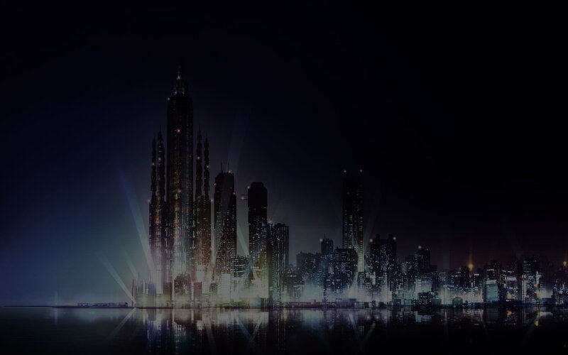 Futuristic City Skyline — Black, Dramatic, Night, Digital Art
