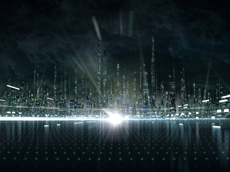 Futuristic City Skyline — Black, Dramatic, Night