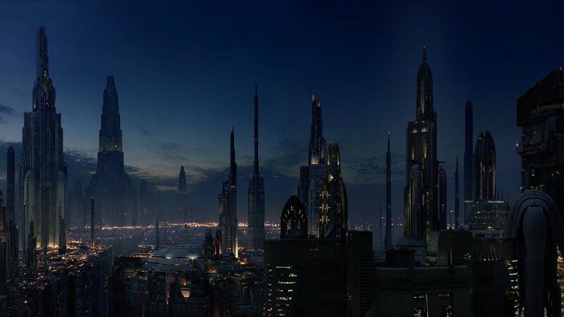 Futuristic City Skyline — Blue, Dramatic, Night, Digital Art, Skyscrapers, Lights, Night Sky