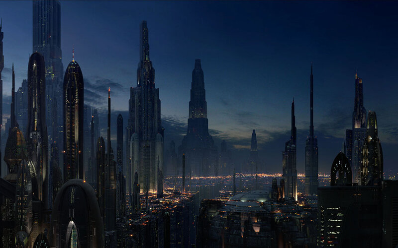 Futuristic City Skyline — Blue, Dramatic, Night, Digital Art, Skyscrapers