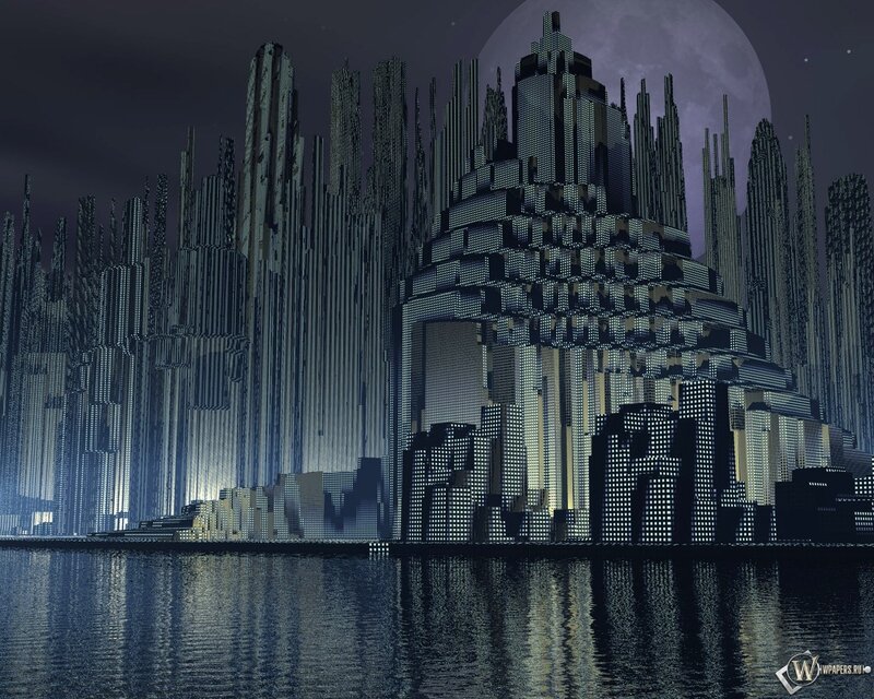 Futuristic City Skyline — Blue, Dramatic, Night