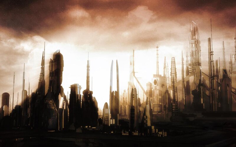 Futuristic City Skyline — Brown, Dramatic