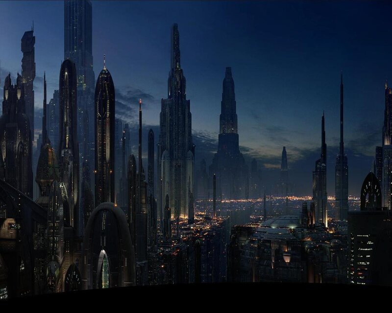 Futuristic City Skyline — Clouds