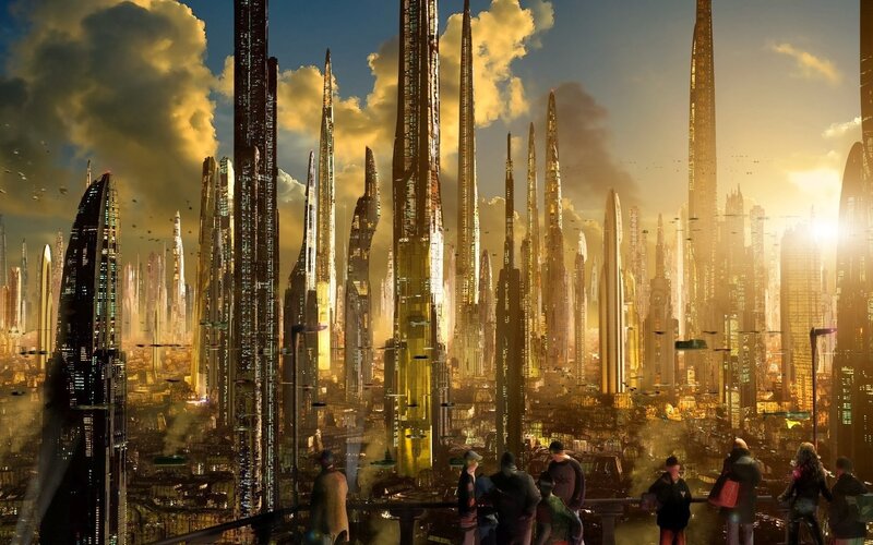 Futuristic City Skyline — Gold