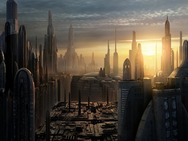 Futuristic City Skyline — Gray, Dramatic