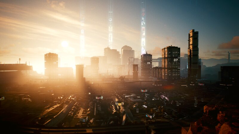 Futuristic City Skyline — Orange, Dramatic, Sunrise, 3d Render