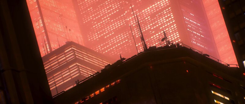 Futuristic City Skyline — Red, Dramatic