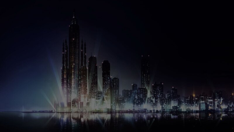 Futuristic City Skyline — White