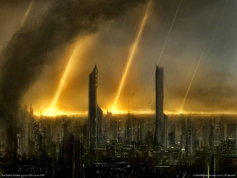 Futuristic City Skyline — Yellow, Dramatic, Night, Digital Art
