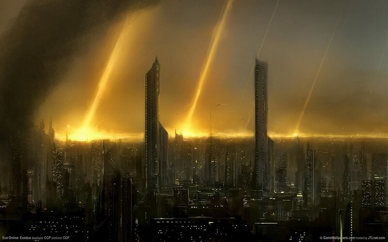 Futuristic City Skyline — Yellow