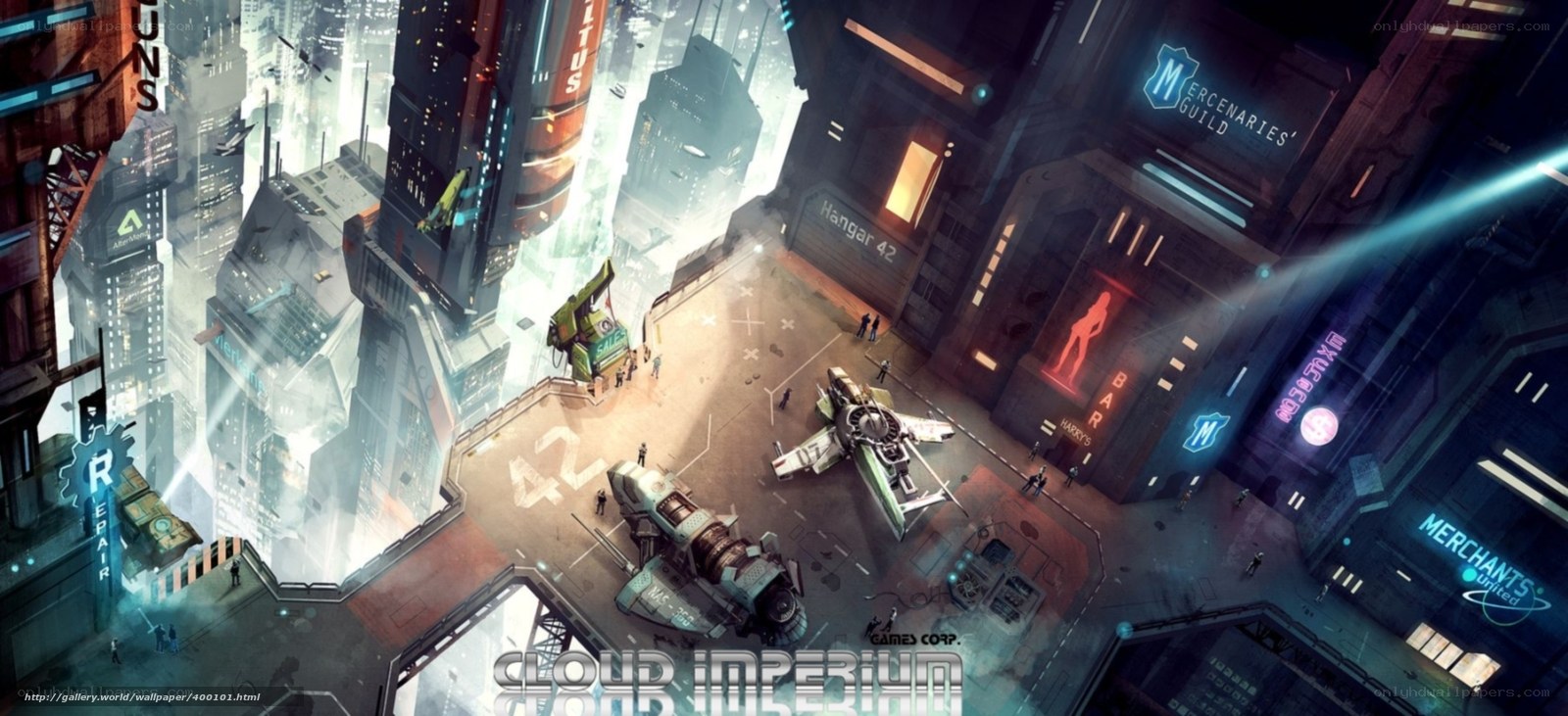 futuristic city spaceport