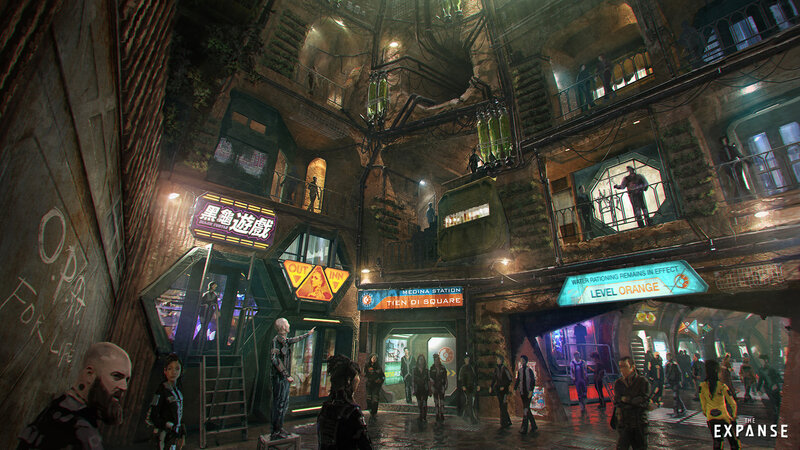 Futuristic City Square — Green