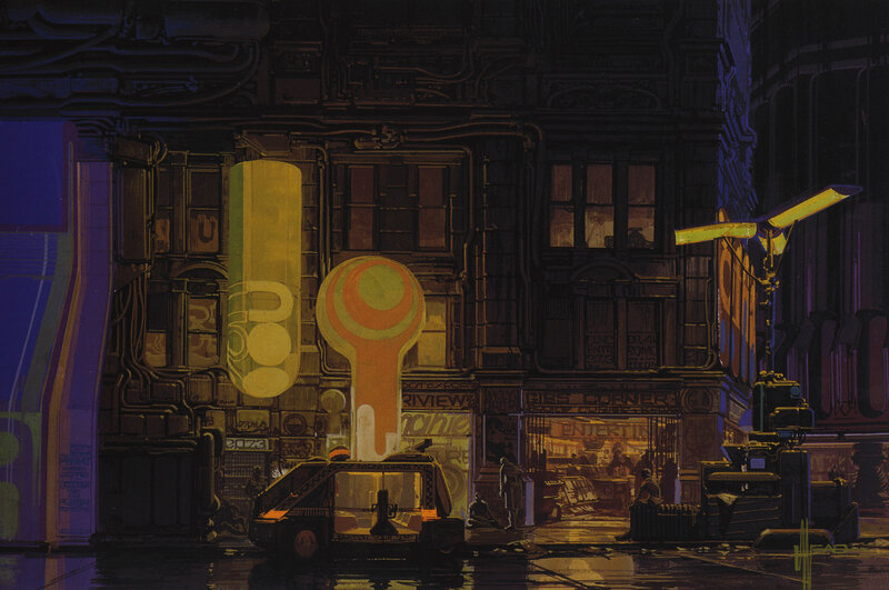 futuristic city street at night