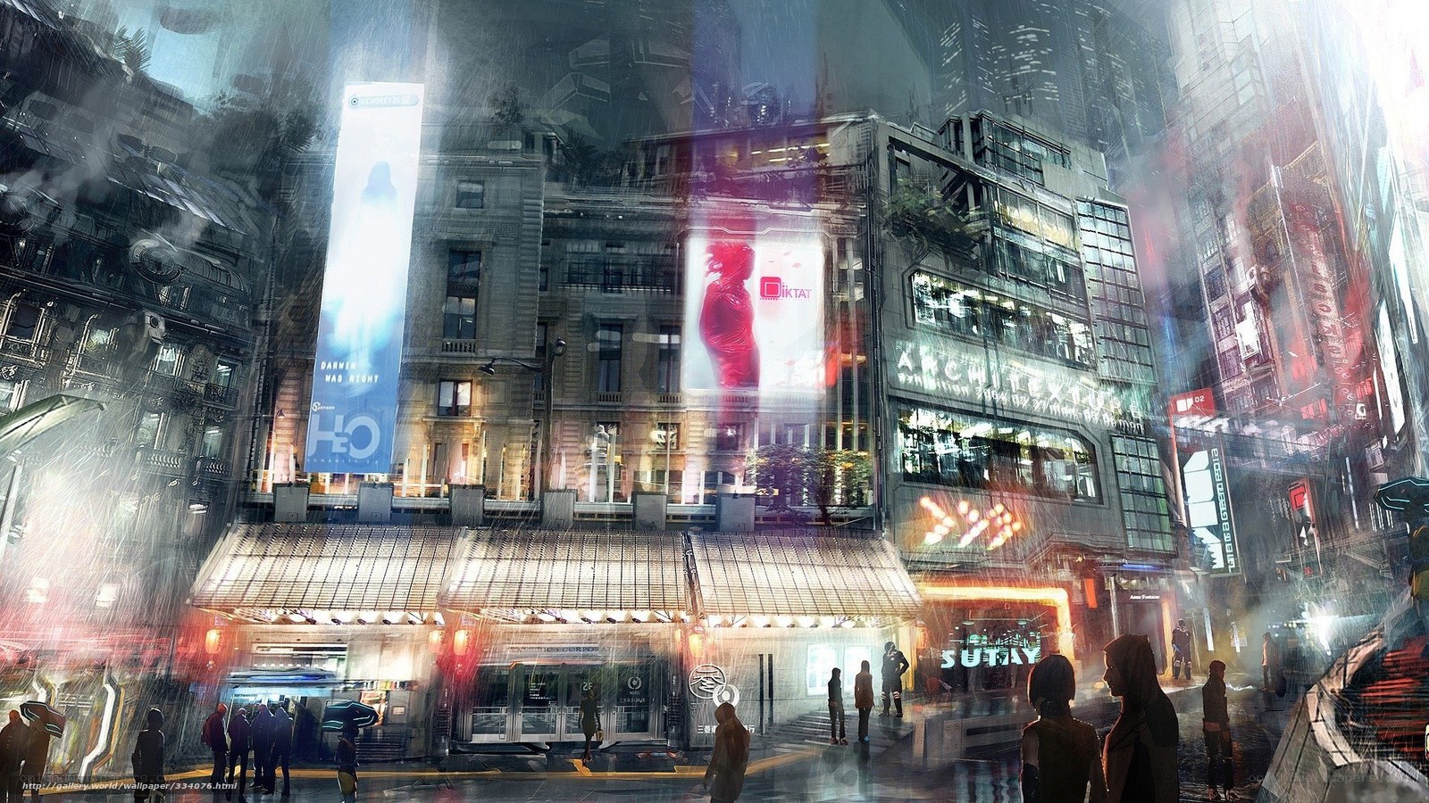 futuristic city street at night