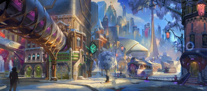 Futuristic City Street — Blue, Cold