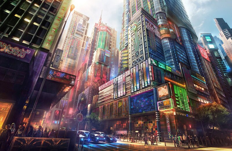Futuristic City Street — Blue, Dramatic