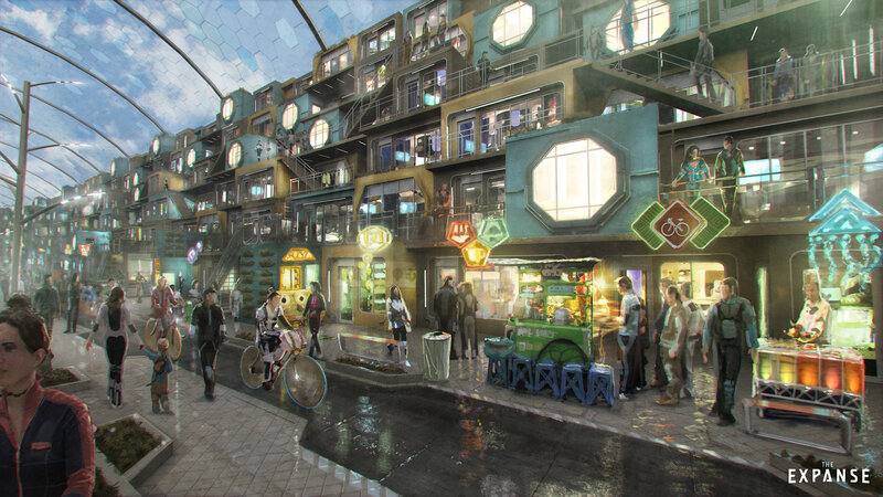 Futuristic City Street — Blue, Lively