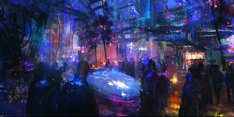 Futuristic City Street — Blue, Nocturnal