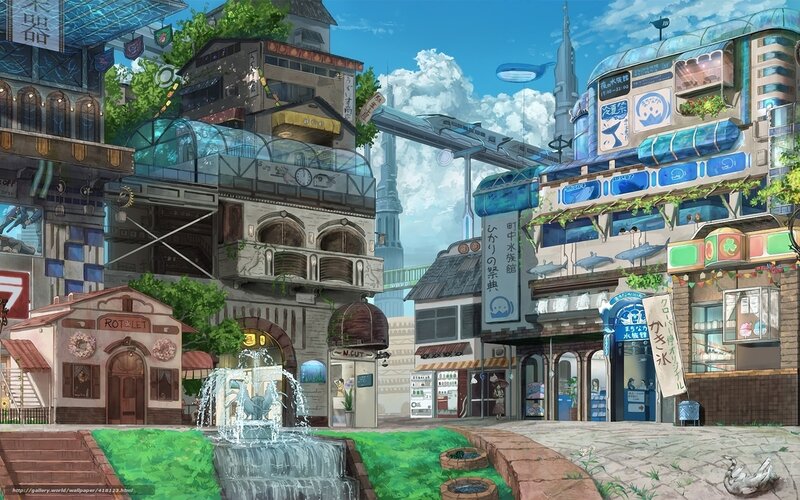 Futuristic City Street — Blue, Serene, Afternoon