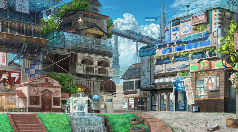 Futuristic City Street — Blue, Serene