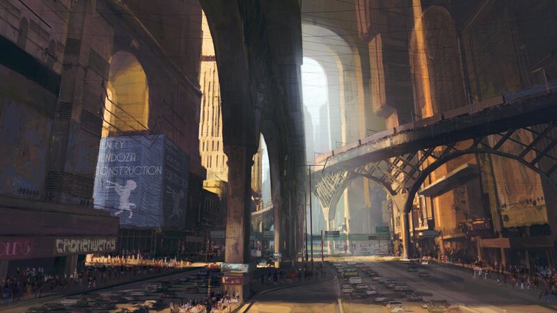 Futuristic City Street — Brown