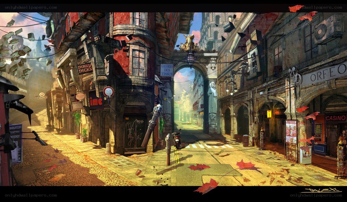 futuristic city street concept