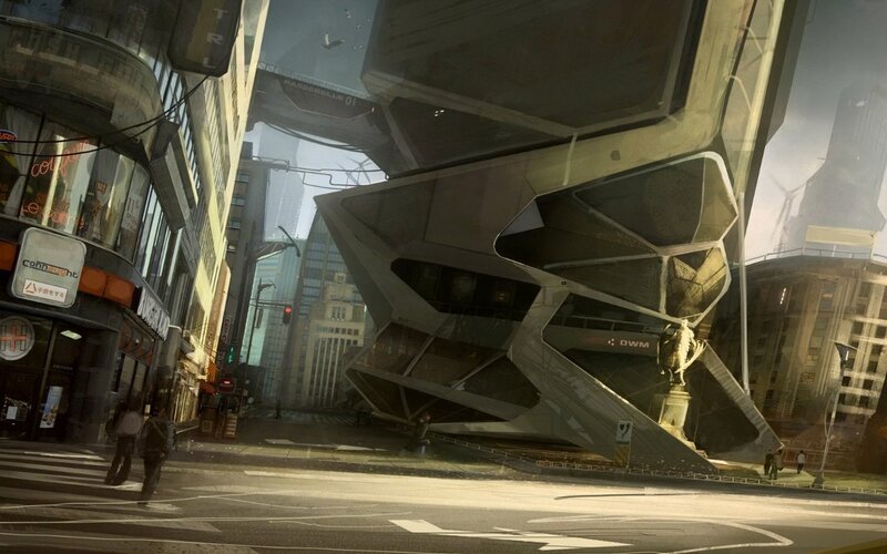 Futuristic City Street — Gray, Dramatic, Afternoon, Digital Art