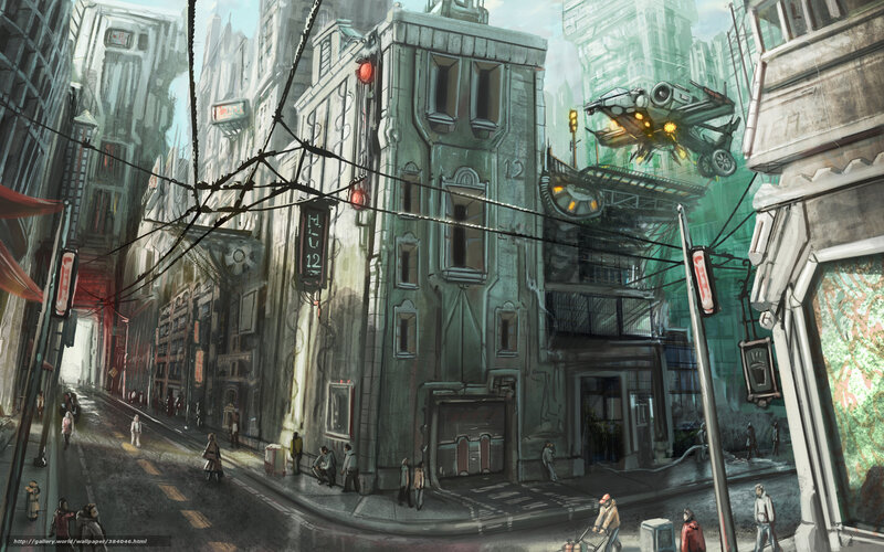 Futuristic City Street — Gray, Dramatic, Afternoon