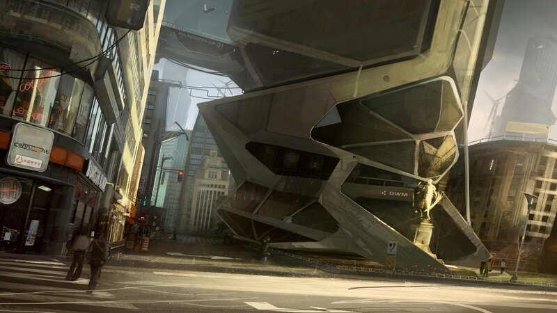Futuristic City Street — Gray, Dramatic