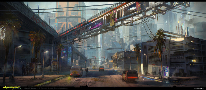 Futuristic City Street — Gray, Dystopian, Afternoon, Digital Art