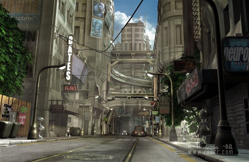 Futuristic City Street — Gray, Dystopian, Afternoon