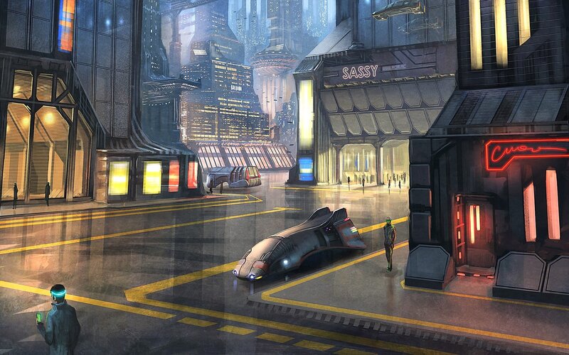 Futuristic City Street — Gray, Dystopian