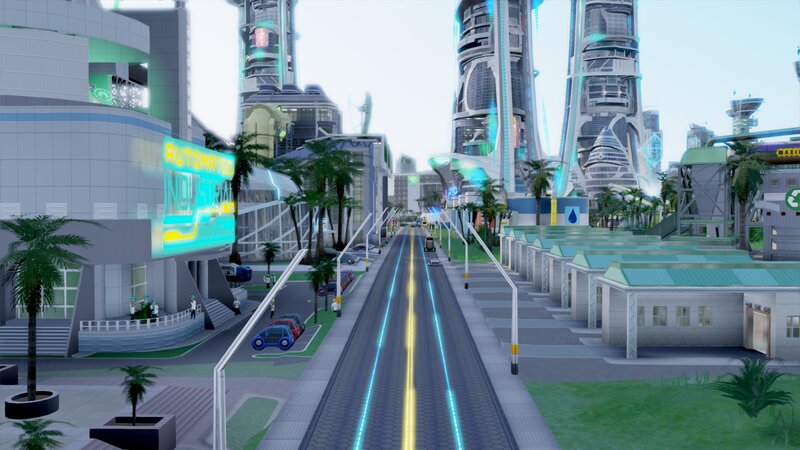 Futuristic City Street — Gray, Serene, Afternoon