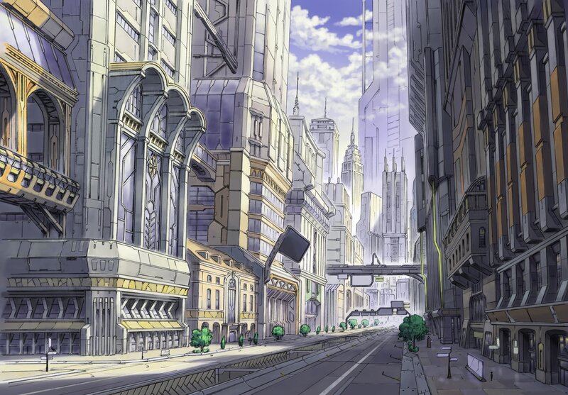 Futuristic City Street — Gray, Serene