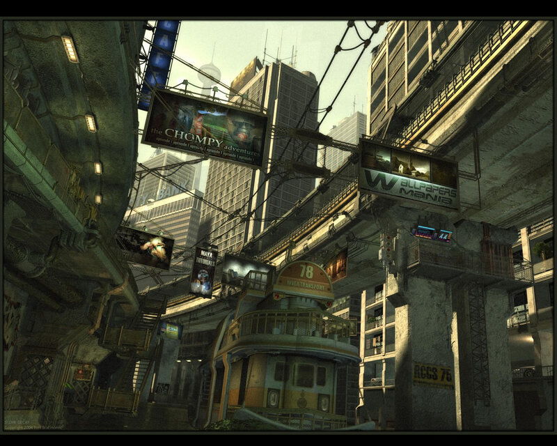 Futuristic City Street — Gray