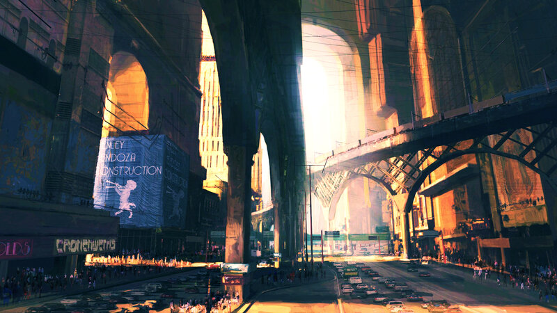 Futuristic City Street — Orange