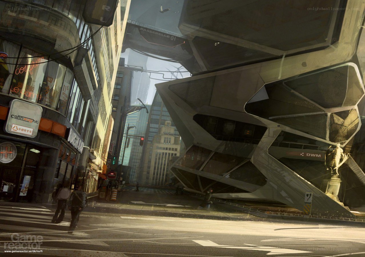 futuristic city street scene