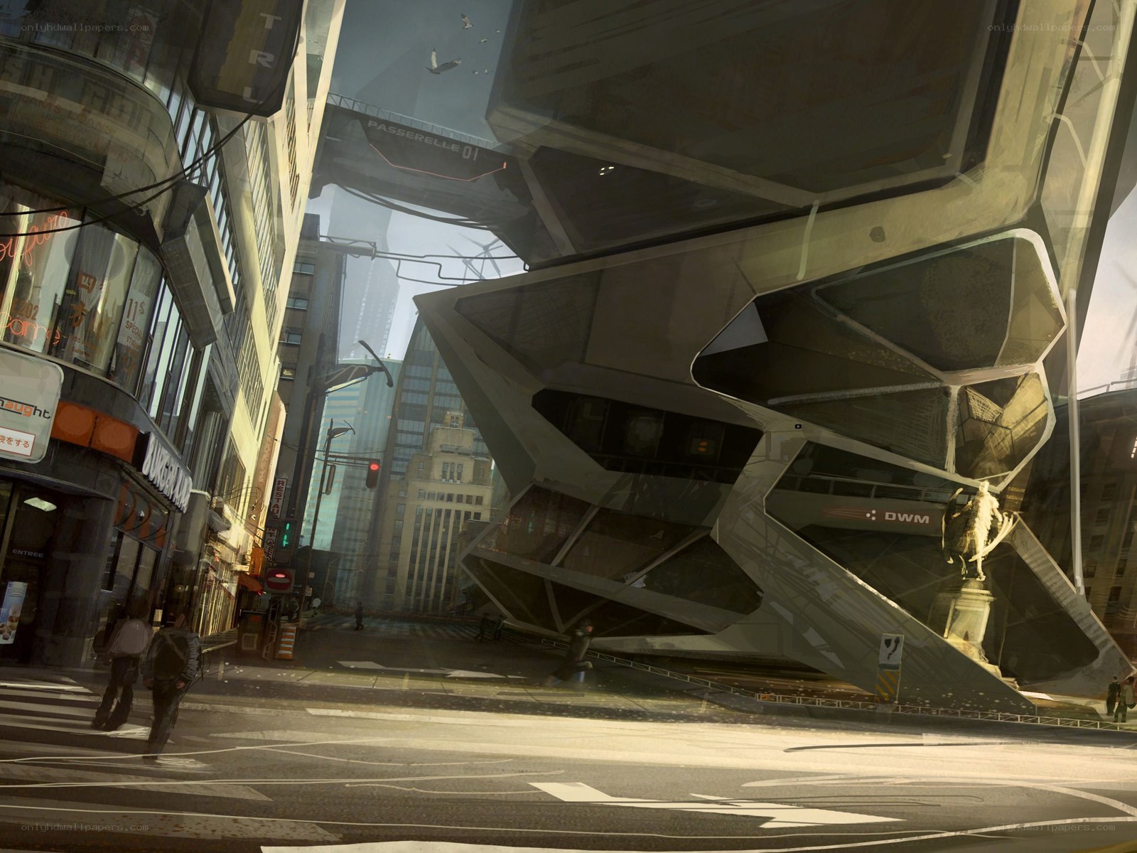 futuristic city street scene
