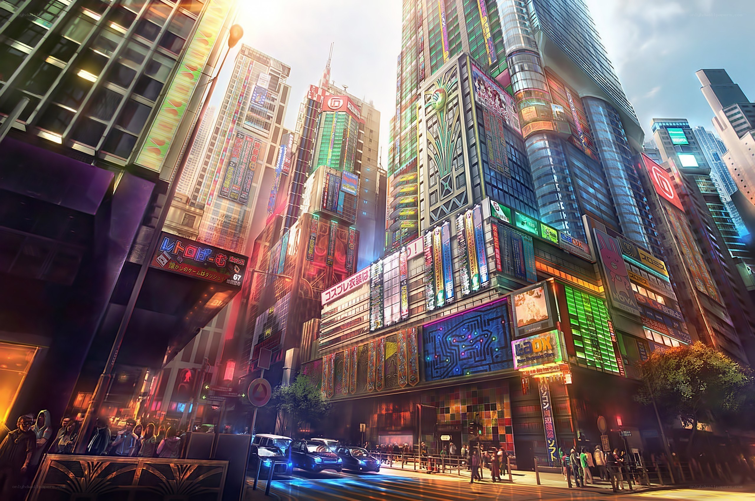 futuristic city street scene