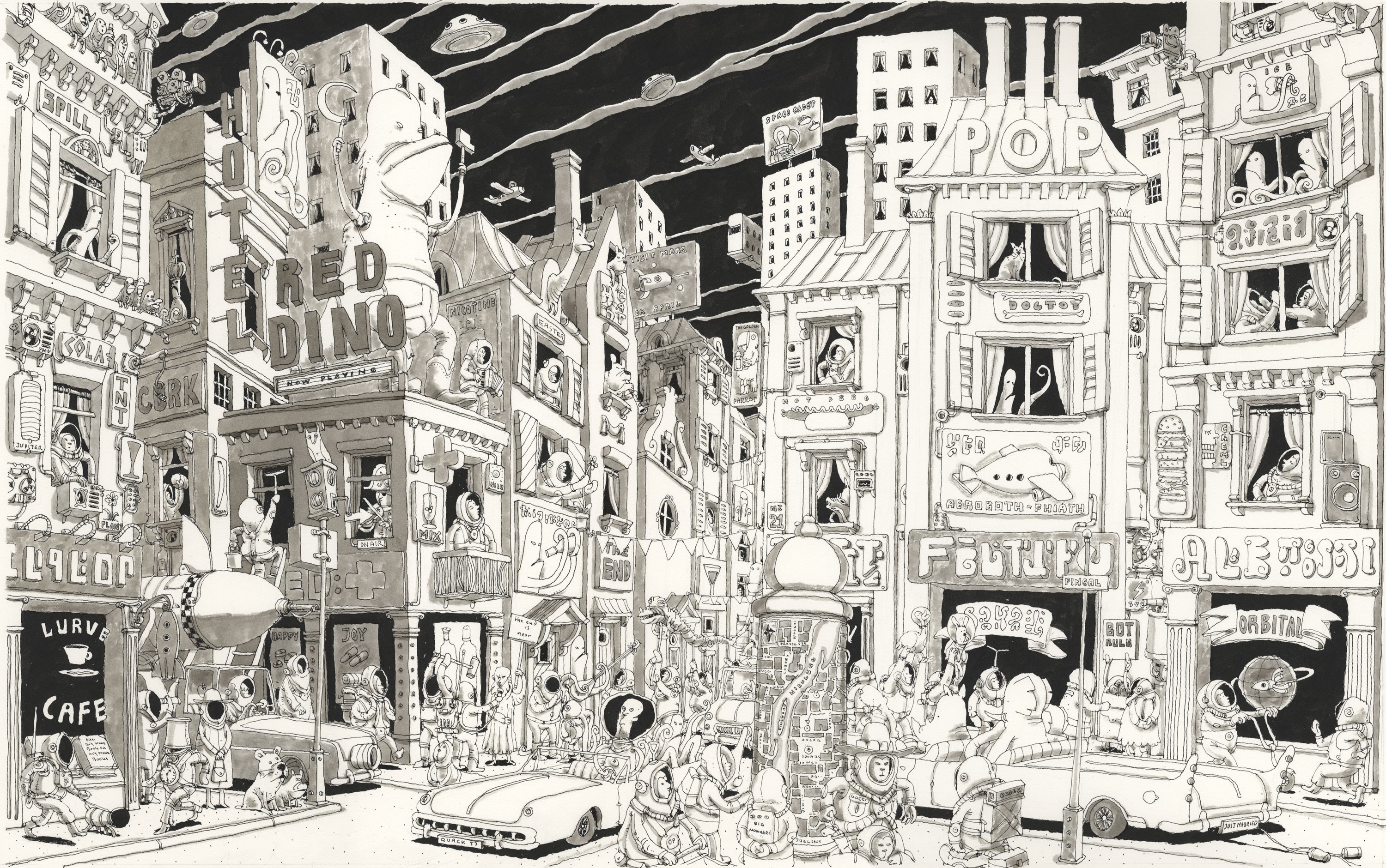 futuristic city street scene