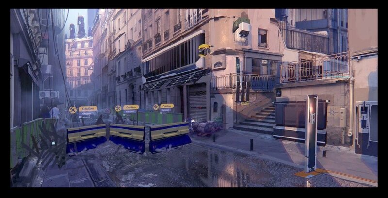 futuristic city street scene