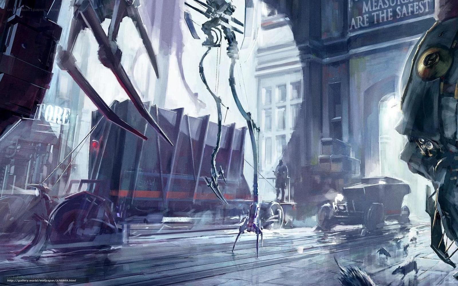 Futuristic city street scene